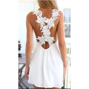 Pakula Lace Floral Criss Cross Back Mini Dress Size XL